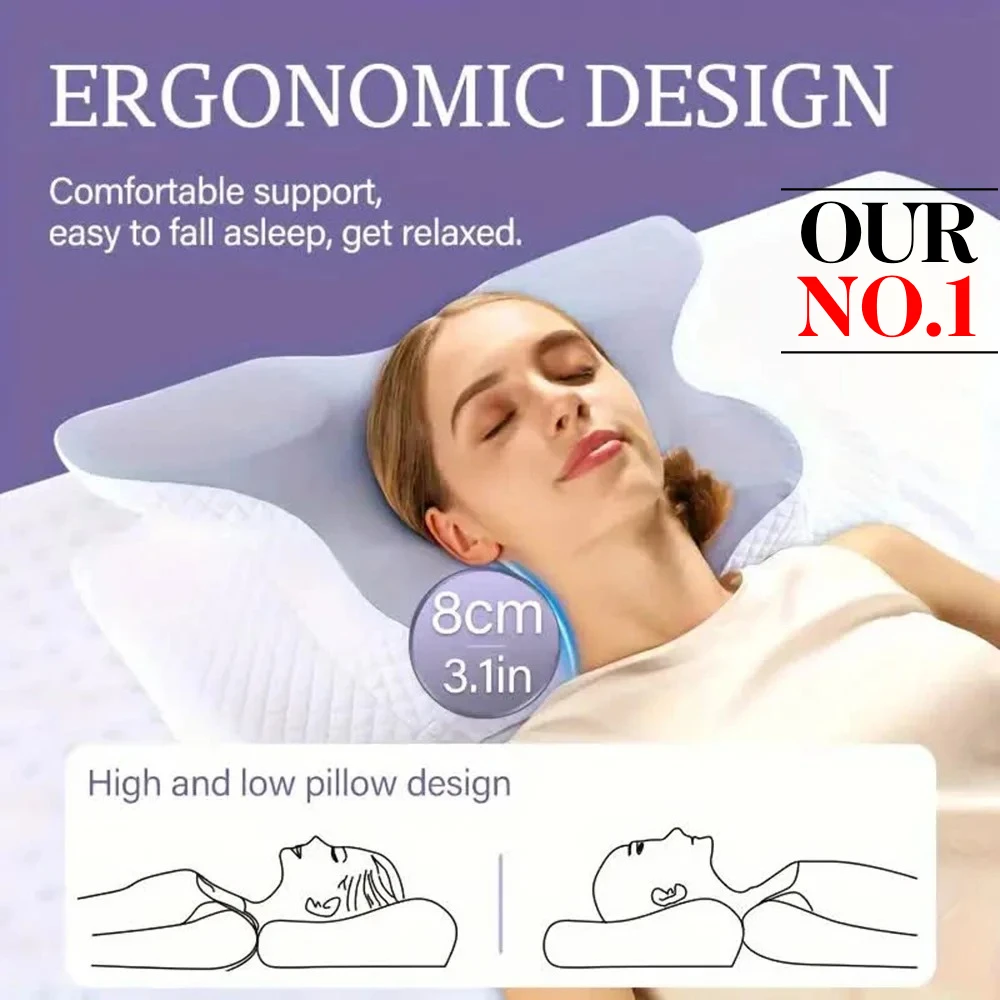 

Butterfly Shaped Memory Foam Pillow Orthopedic Cervical Neck Support Slow Rebound Pain Relief Relaxing Sleeping Bedding