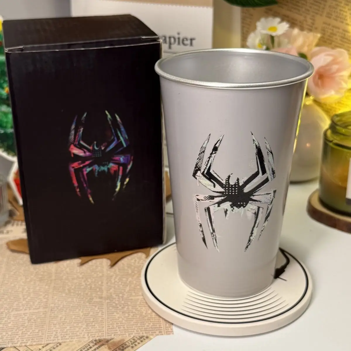 

Marvel Avenger Spider Man and The Universe Miles Meets Cold Changes High Quality Color Aluminum Cup Desktop Office Popular