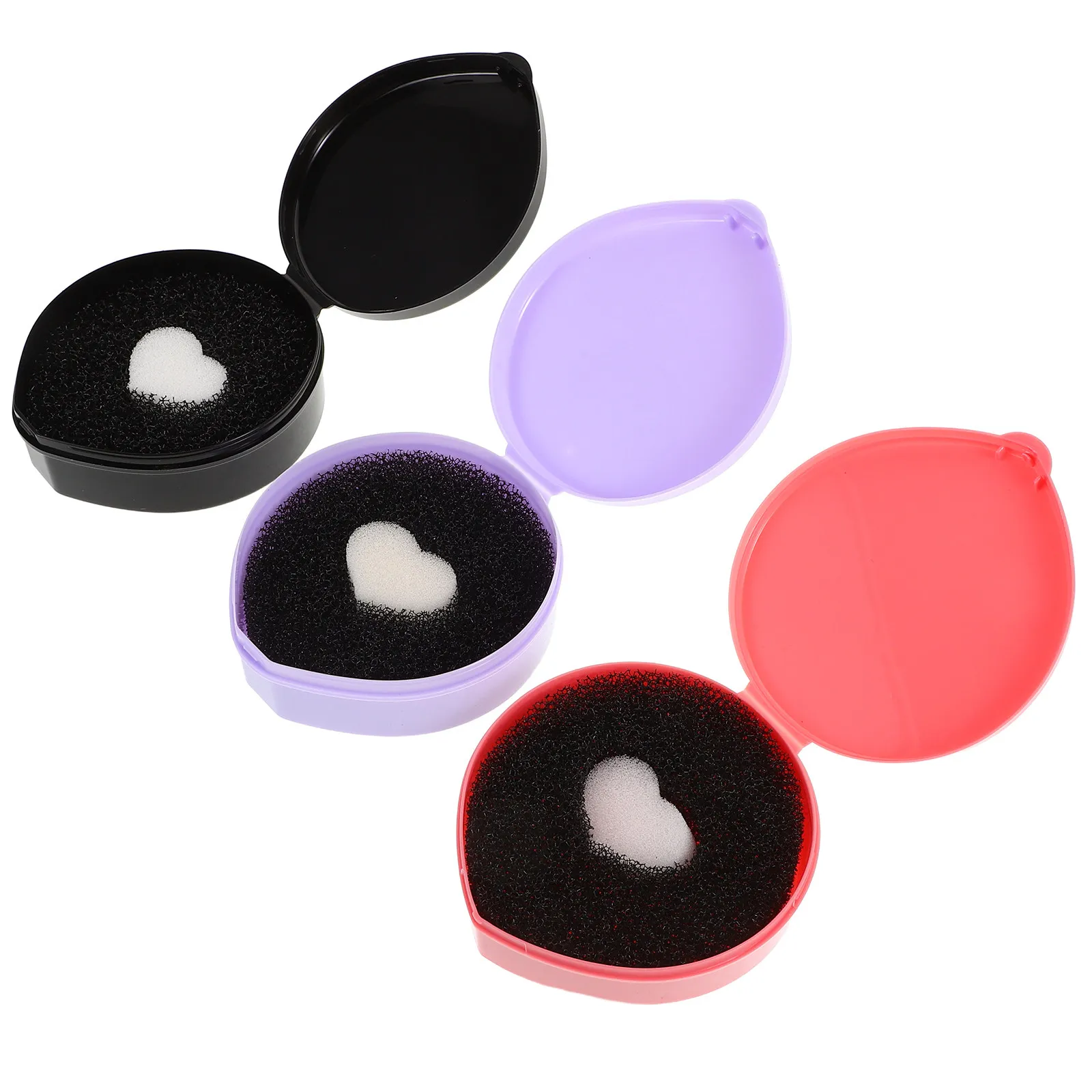 3Pcs Makeup Brush Cleaning Box Sponge Dry Wet Cleaner Compact Portable Heart Shaped Brush Cleaner Case for Quick