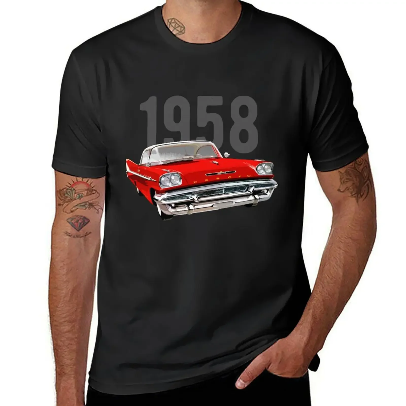 1958 Desoto Antique Car T-Shirt blue archive aesthetic clothes oversized funny t shirts for men