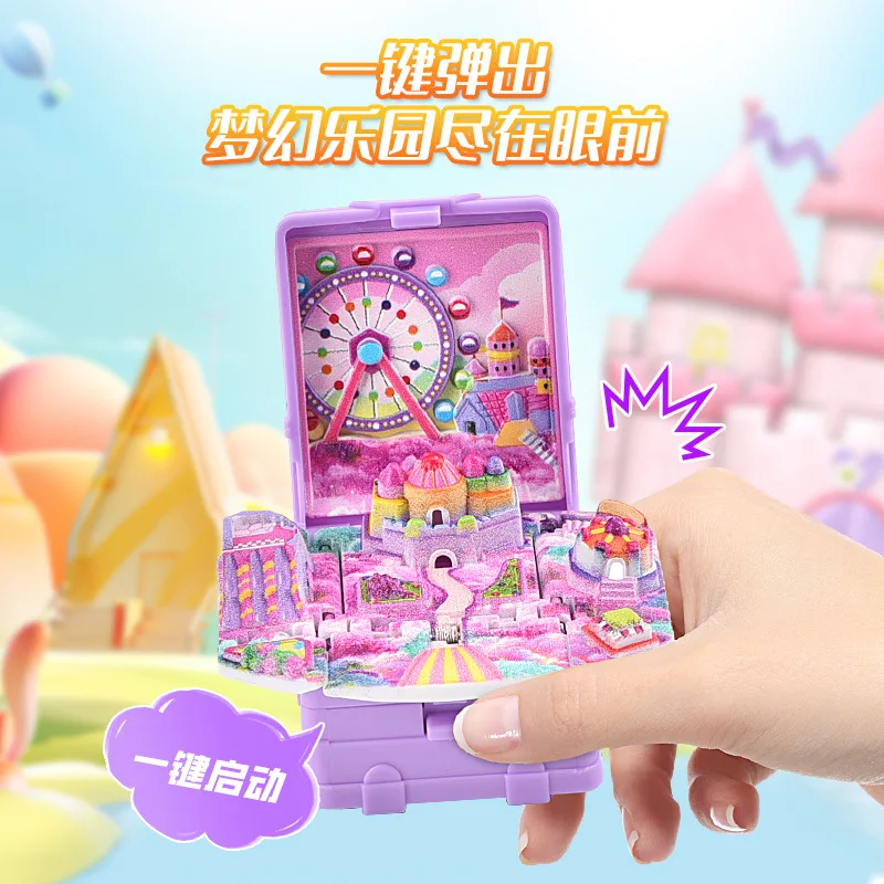 3D Three-dimensional Dream Amusement Park Folding Book Keychain Cartoon School Bag Fold Book Kids Decompression Creative Gift