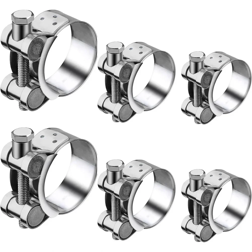 6pcs Stainless Steel Hose Clamp Set for Home Plumbing and Industrial 20-22mm 23-25mm 36-39mm Strong Pipe and Hose Clamps