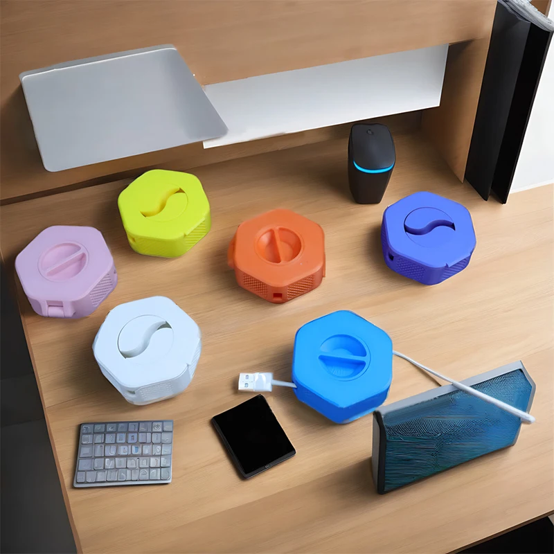Cable Organizer Rotating Cable Winder Box Plastic Portable Wire Storage Case Phone Holder Mouse Wire Earphone Cord Storage