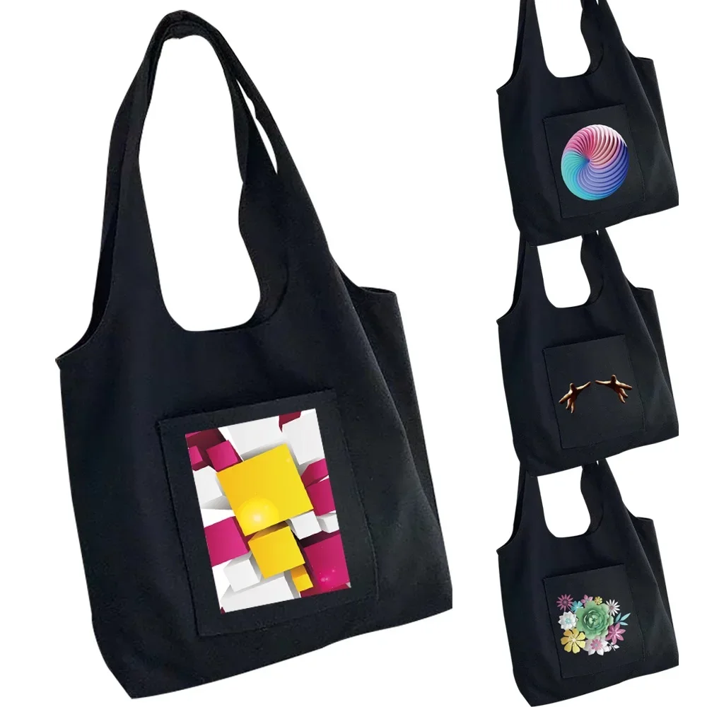 Canvas Bag Shopper Bags Travel Three-dimensional Printing Handbag Messenger Shoulder Bag Large Storage Tote Bags