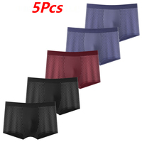 5Pcs Men Sexy Underwear Boxer Short Ice silk Mesh Trunks Man Brief Comfortable Breathable Fashion Antibacterial Fitness Running