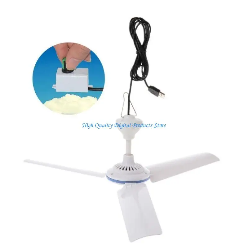 

U2JE USB 5V Ceiling Fan 3Leaves 330rpm Adjustable Small Hanging Fan Camping Tent Fan 50cm 19in for Outdoor Ceiling Fan