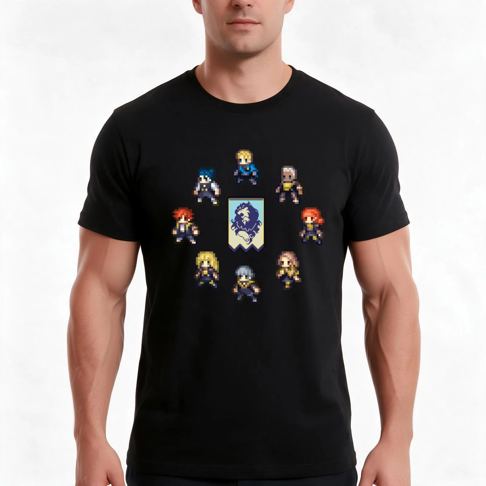 Blue Lions 8 bits T-Shirt Summer Casual Cotton Tee Oversized Streetwear Tops Vintage Graphic Print Loose Fit Short Sleeve