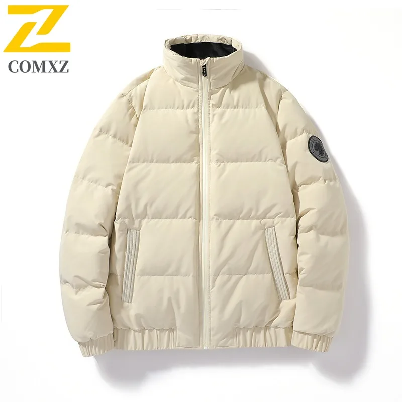 COMXZ Men Cotton Coat Casual Solid Color Outdoor Camping Cold Resistant Jacket Leisure Style Lightweight Autumn Winter Garment