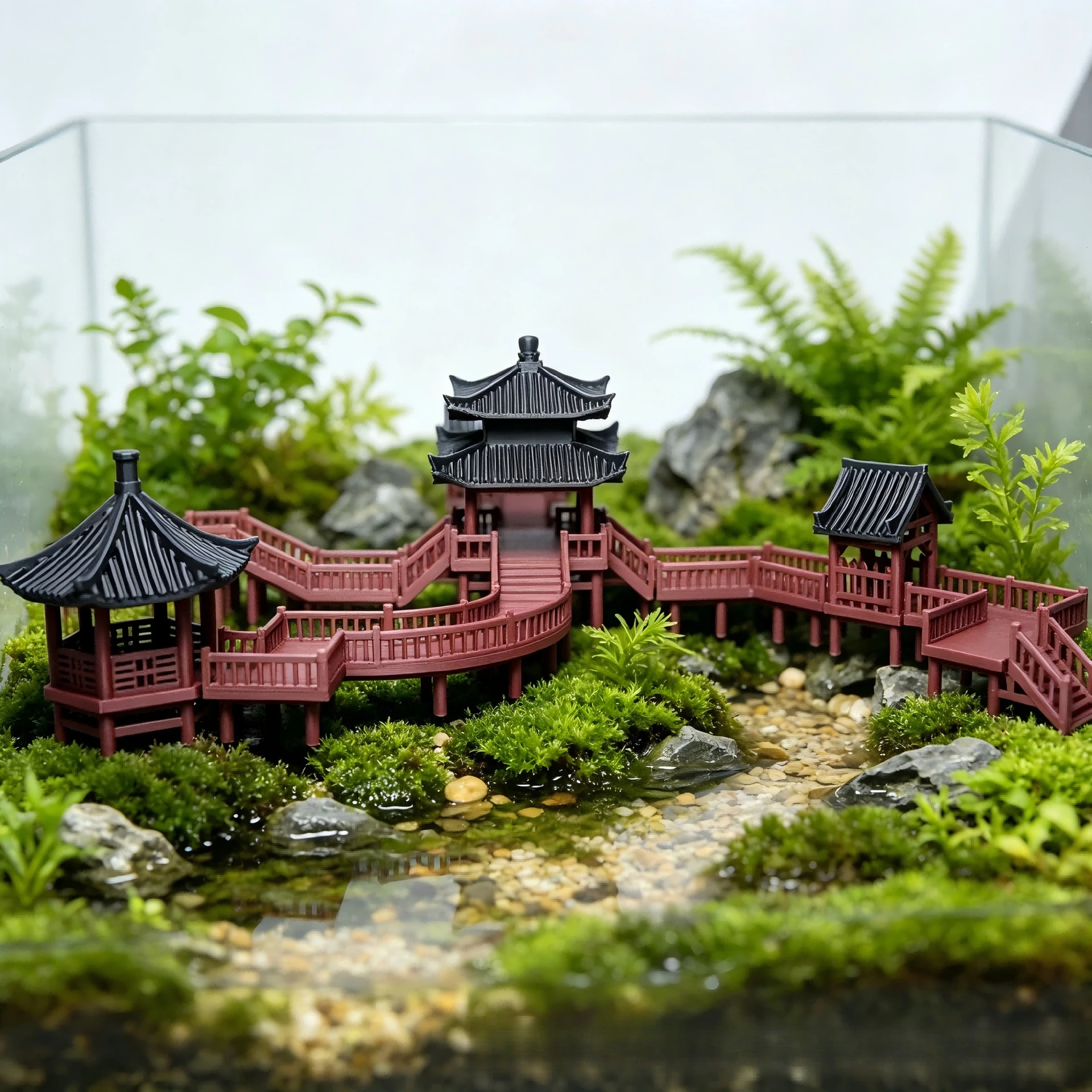 plank road landscaping ornament rockery fish tank courtyard bonsai study ancient architectural model water and land tank