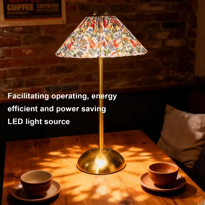 Touch Lamp Cordless Night Light Rechargeable Modern Pleated Fabric with Metal Base for Table Bedroom Desk Nursery Room Decor