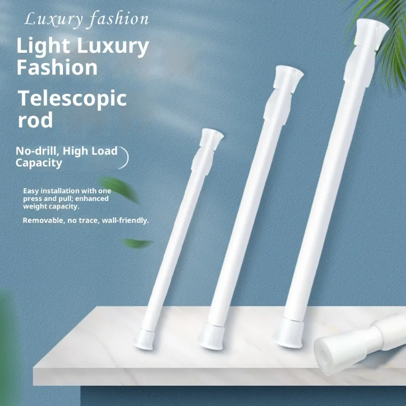 

Spring Tension Curtain Rod Adjustable Telescopic Rustproof Stainless Steel 45-73cm No Drill Shower Bathroom Kitchen Closet
