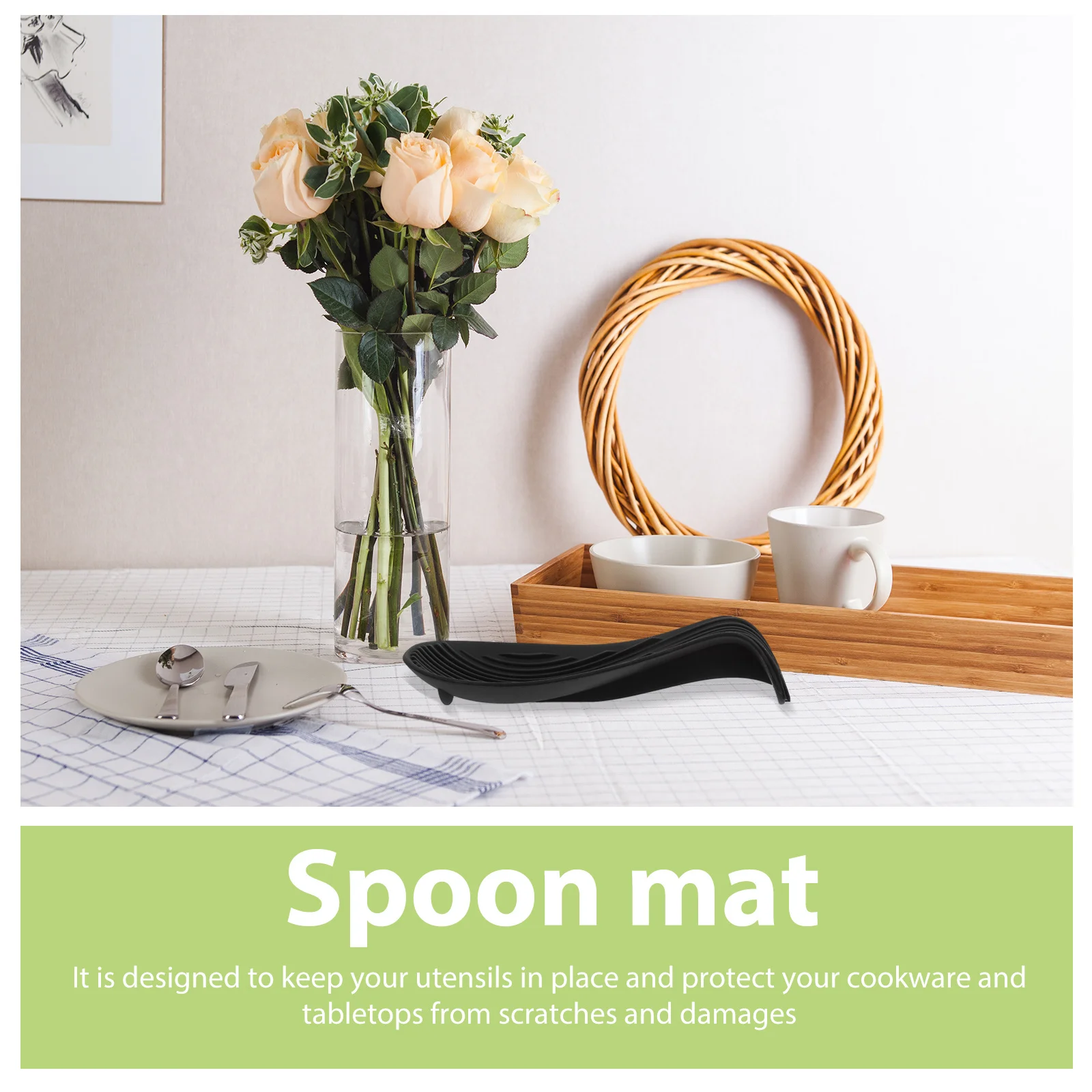 

Silicone Spoon Rest Non-Slip Thick Cooking Spoon Holder Stove Top Counter Kitchen Utensil Stand Silicone Utensil Rest