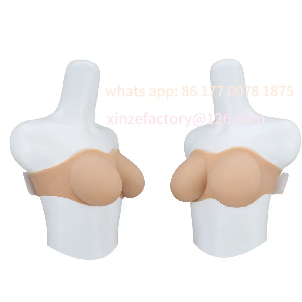 Customizable Silicone Breast Forms for Crossdressers No Nipple Design with Adjustable Back Strap Realistic Chest Enhancer