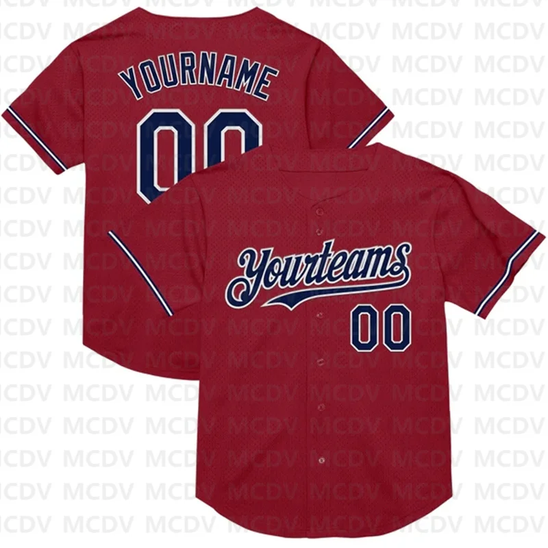 Custom Maroon Navy-Old Gold Throwback Baseball Jersey 3D Printed Casual Team Shirts Unisex Tops