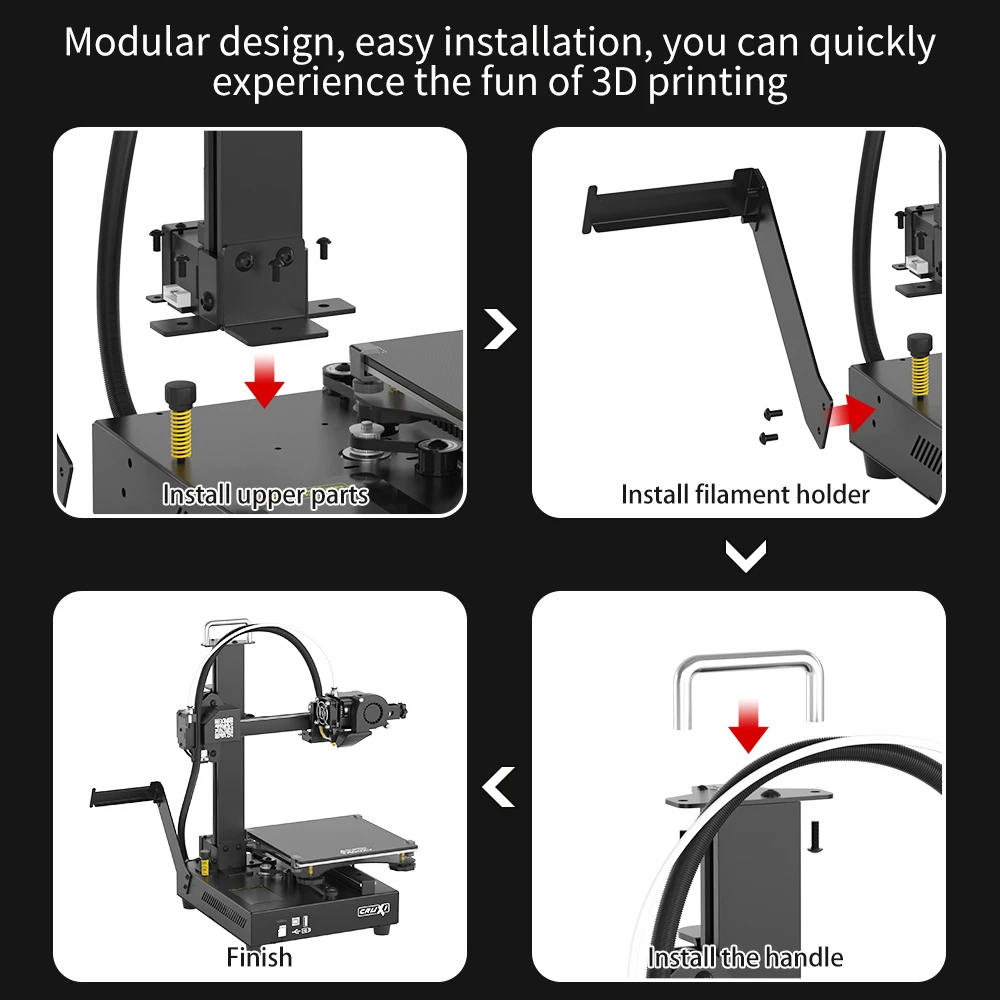 Imagem -02 - Grande Venda Tronxy Crux1 Impressora Extrusora de Acionamento Direto 3d Osg Guia Ferroviário Treliça Placa Vidro 180x180 mm Portátil Desktop