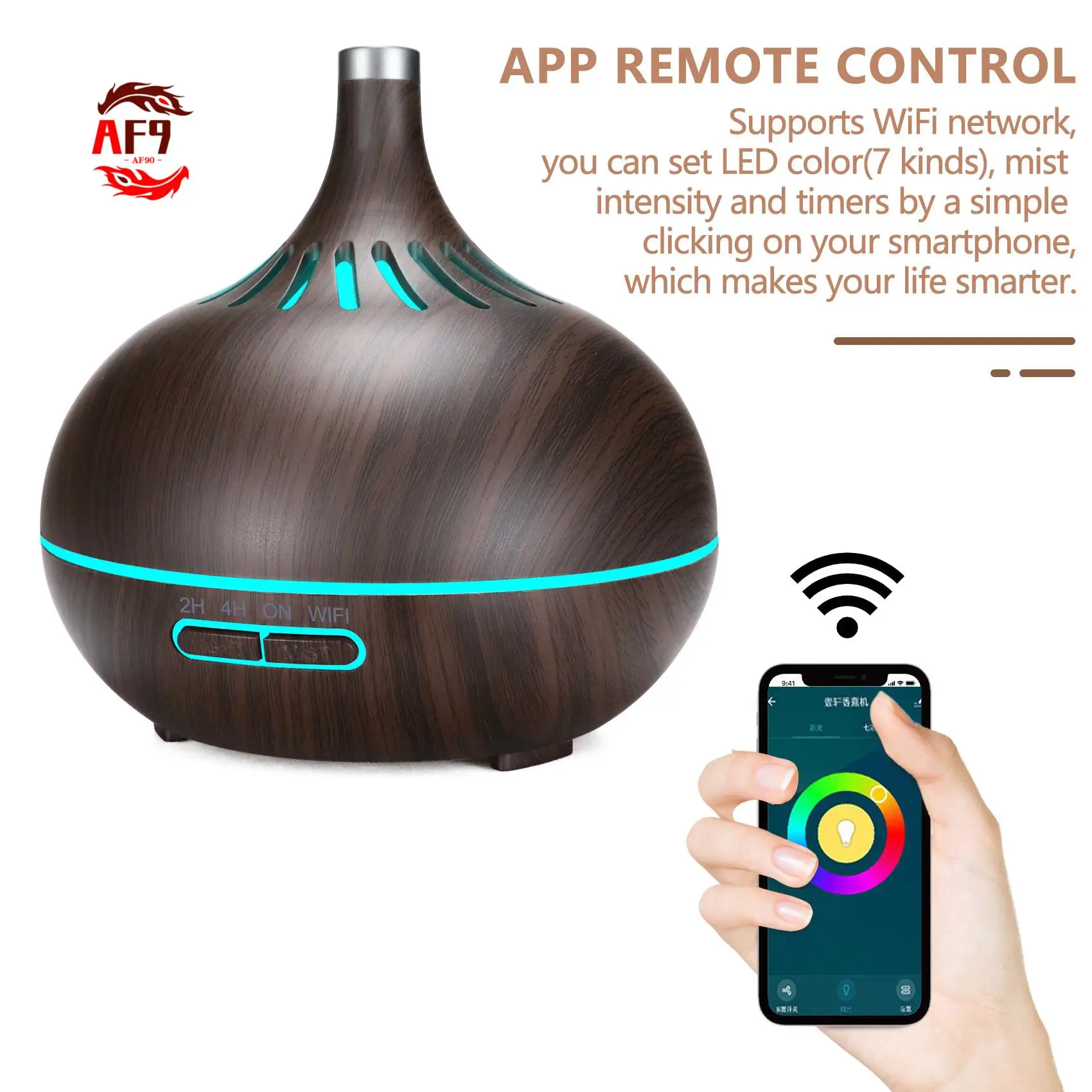 

AF90-Smart Wi-Fi увлажнитель воздуха диффузор эфирного масла работает с Alexa и Google