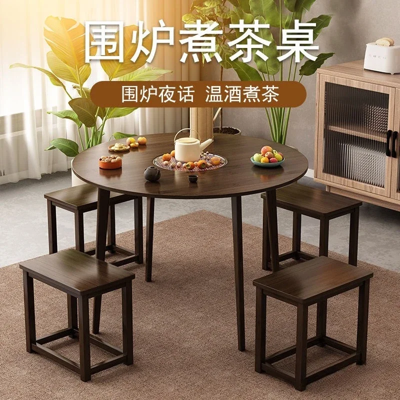 Set completo per uso domestico di tavolo da tè con stufa chiusa, tavolino cinese, tavolo da tè riscaldato da giardino