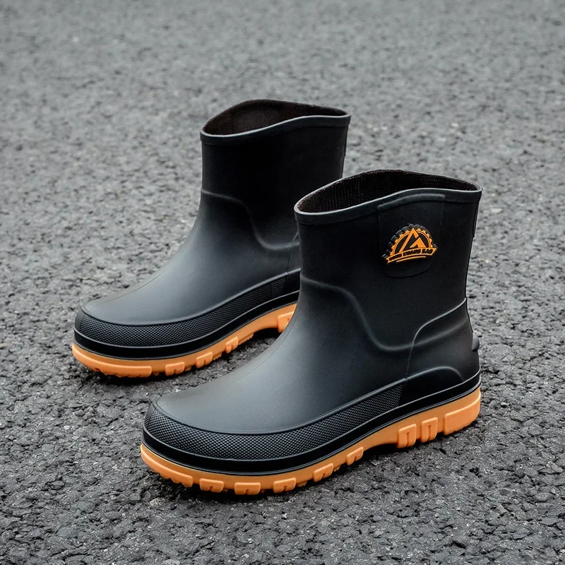 New Men's Mid-calf Rain Boots Mens High-quality Anti-slip Rain Shoes Mens Waterproof Boots Men's Winter Warm Waterproof Shoes