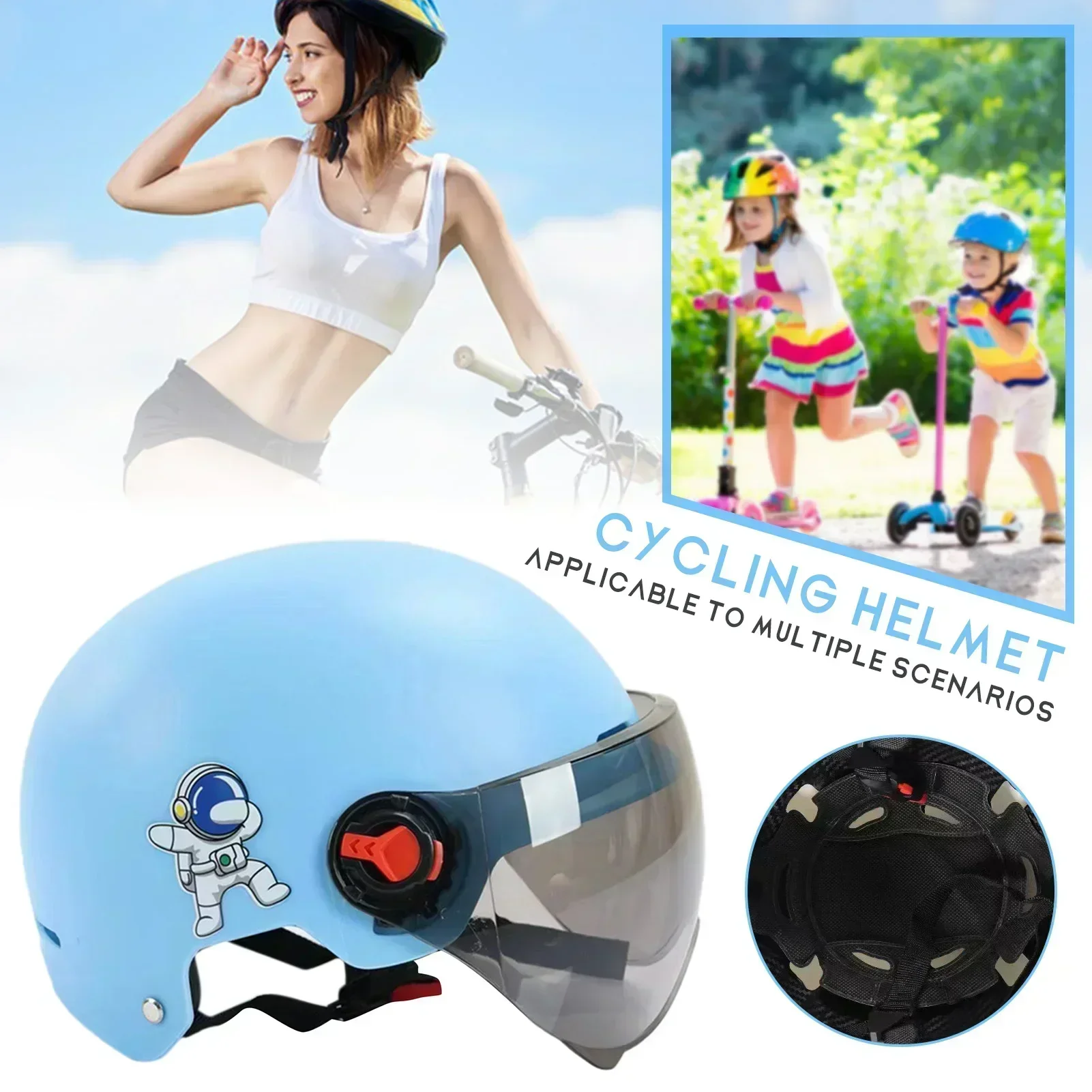 Motorcycle Helmet Electric Motor Car Scooter Bike Open Face Half Anti-Fall Anti-UV Safety Hat Goggles Helmet Universal Men Woman