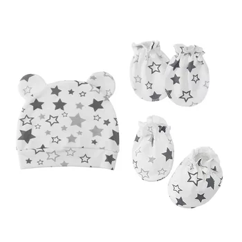 Pasgeboren Baby Hoed Handschoenen Sok Sets Voor Jongens Meisjes Zachte Pure Katoen Head-Dragen Baby Slaapmutsje 3 Stuks Set 0-6M