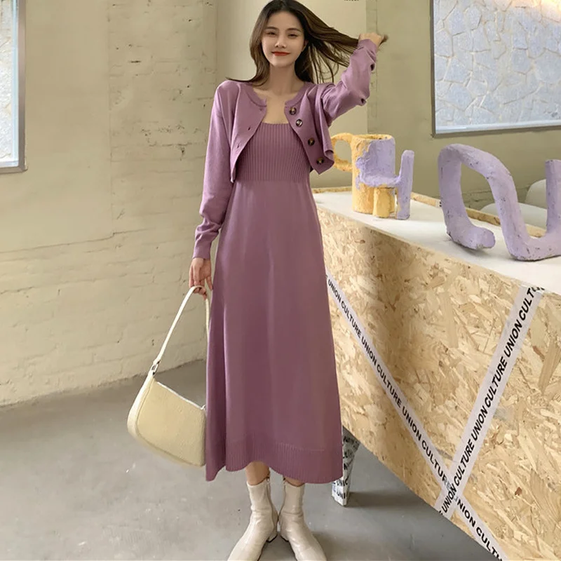 Abito senza maniche donna autunno New Fashion Solid Knitting Leisure A-line All-match accogliente elegante College tunica abiti senza schienale