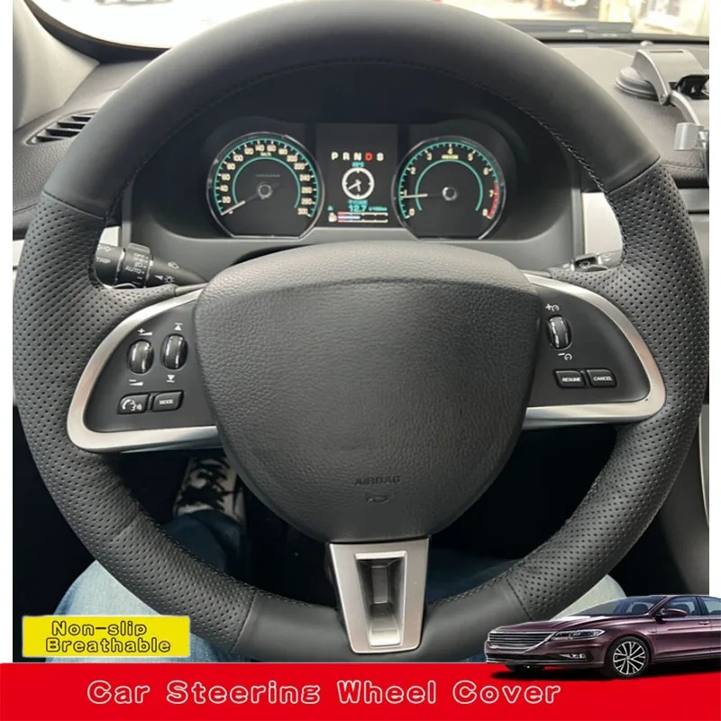 

Custom Hand Sewing Anti-slip Wear-resistant Genuine Leather Car Steering Wheel Cover For Jaguar XF XF S XF Sportbrake 2014 2015