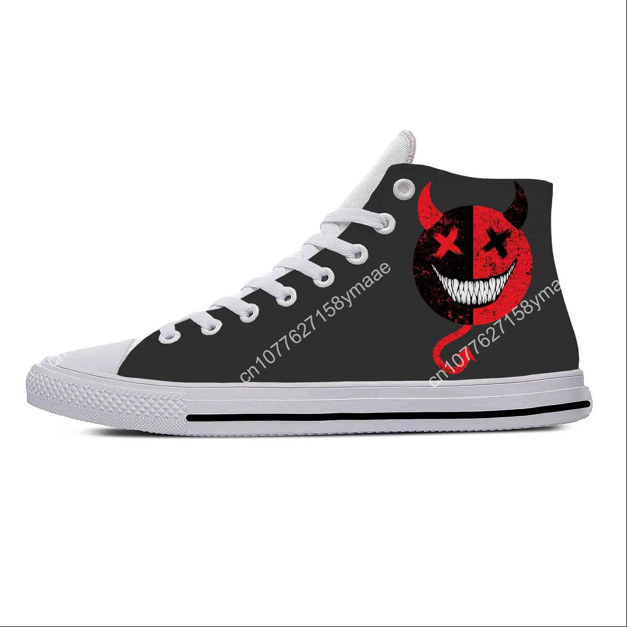 Anime Cartoon Demon Devil Smiling Smile Face Cool Casual Cloth Shoes High Top Lightweight Breathable 3D Print Men Women Sneakers