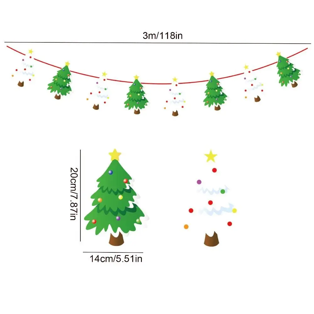 

Santa Claus/Snowman/Xmas Tree Santa Claus Pulling Flag Paper Decorative Christmas Paper Flag Banners 3M Hanging