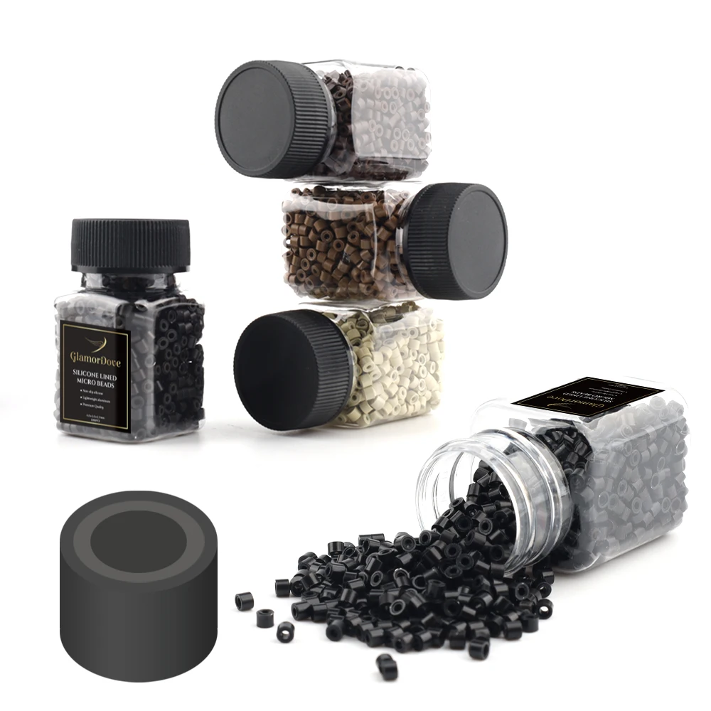 GlamorDove 4.0mm Micro Rings Color Matching Silicone Beads for I Tip and Weft Hair Extensions Invisible Strong Hold