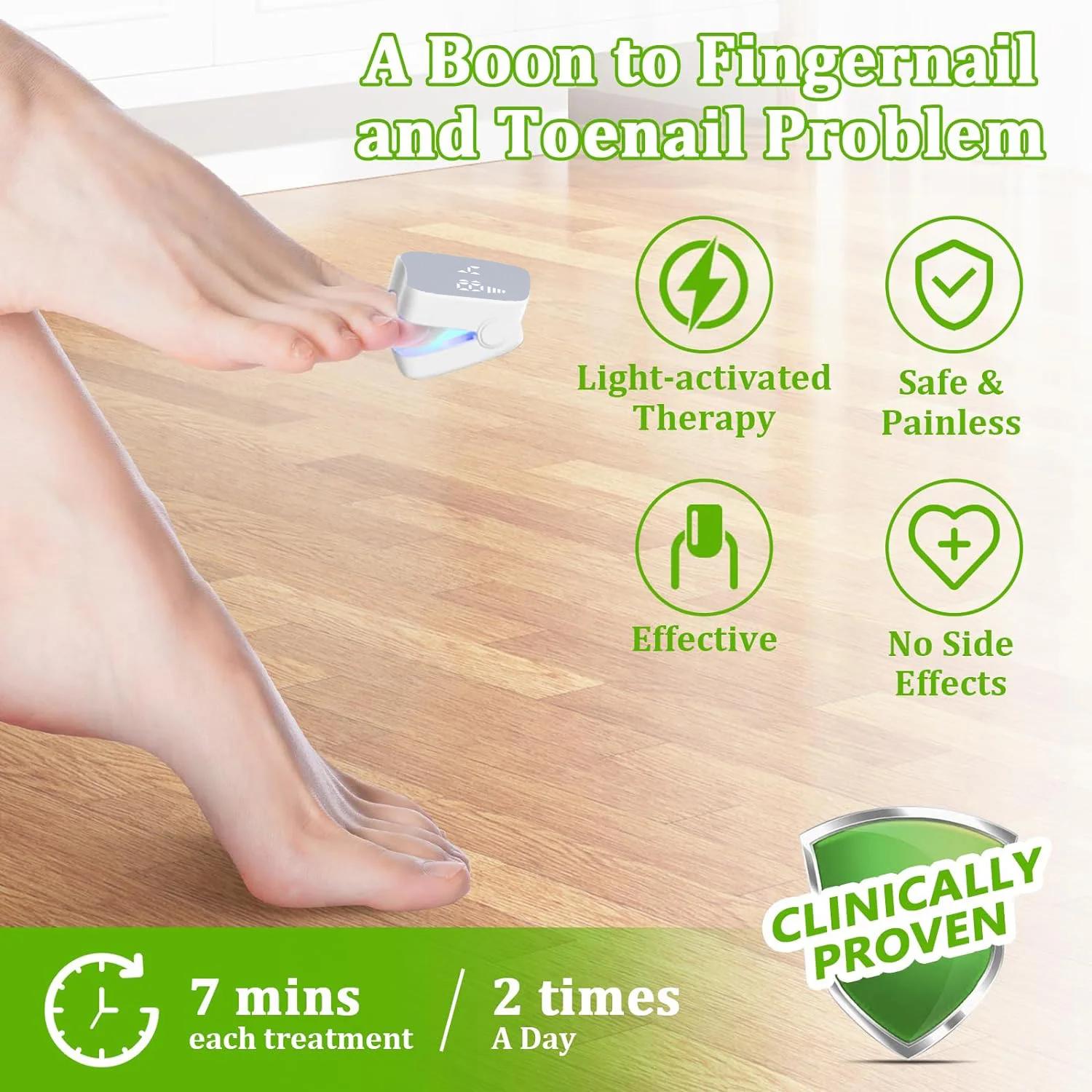 Nail Fungus Treatment LED Laser Device for Cleaning Onychomycosis USB Charge Infrared Light Blue Light Nail Salon