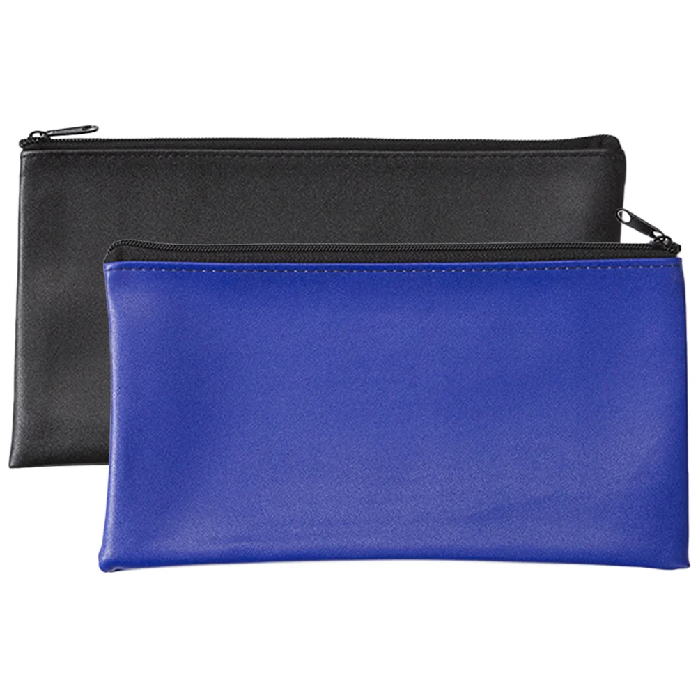 

2pcs Waterproof File Bag Office Slim Deposit Pouch Black Men Women Document Organizer Portable Folder