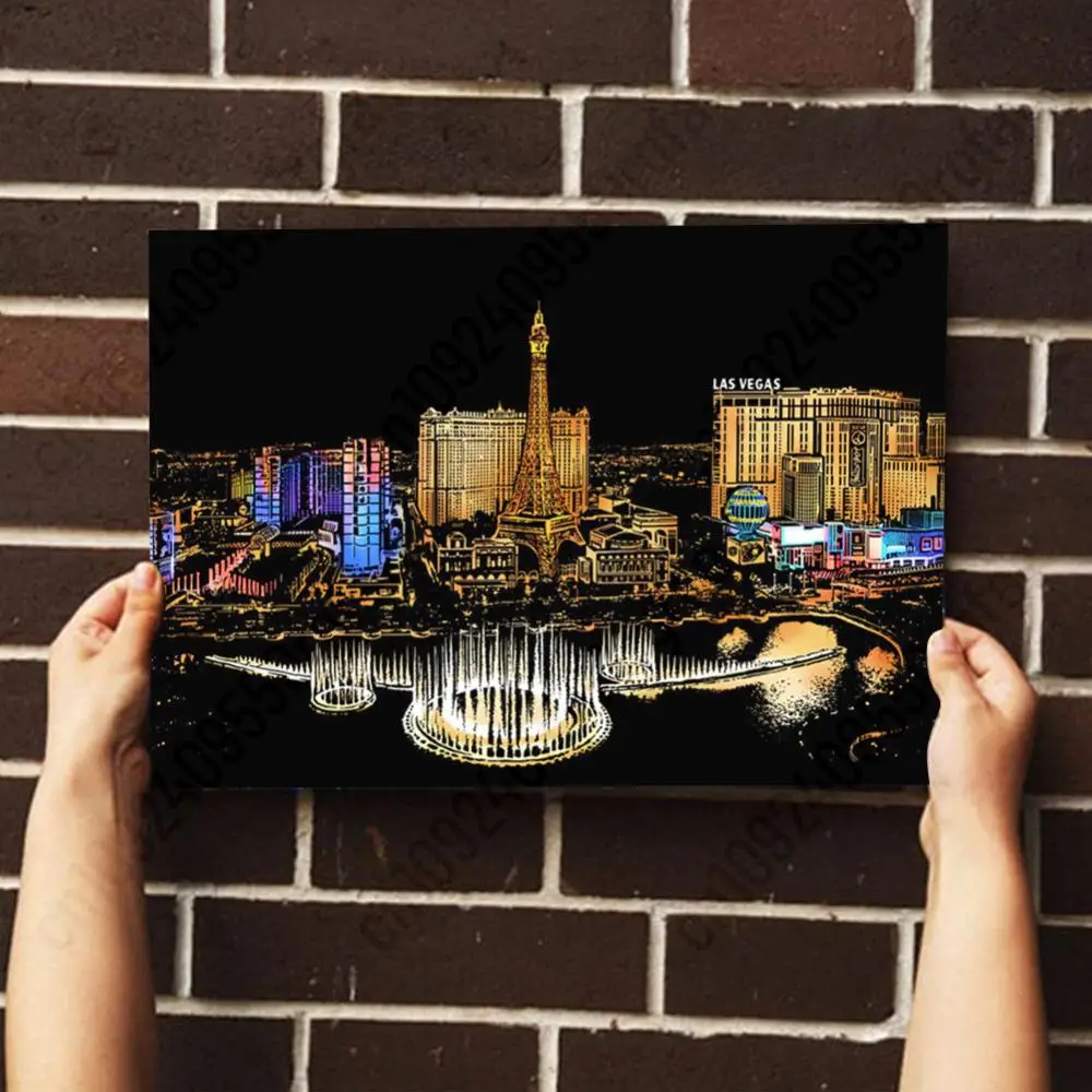 ماجيك قوس قزح اللون خدش الفن اللوحة ورقة بطاقة عدة المشهد العالمي لوحة الرسم للأطفال DIY ألعاب تعليمية هدايا السنة الجديدة #3