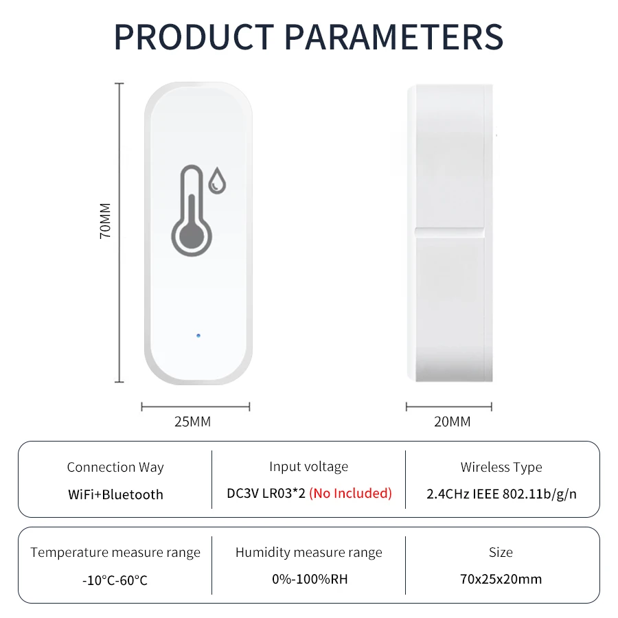 Tuya WiFi Smart Temperature and Humidity Sensor Smart Home Indoor Hygrometer Remote Control Work With Alexa Google Assistant