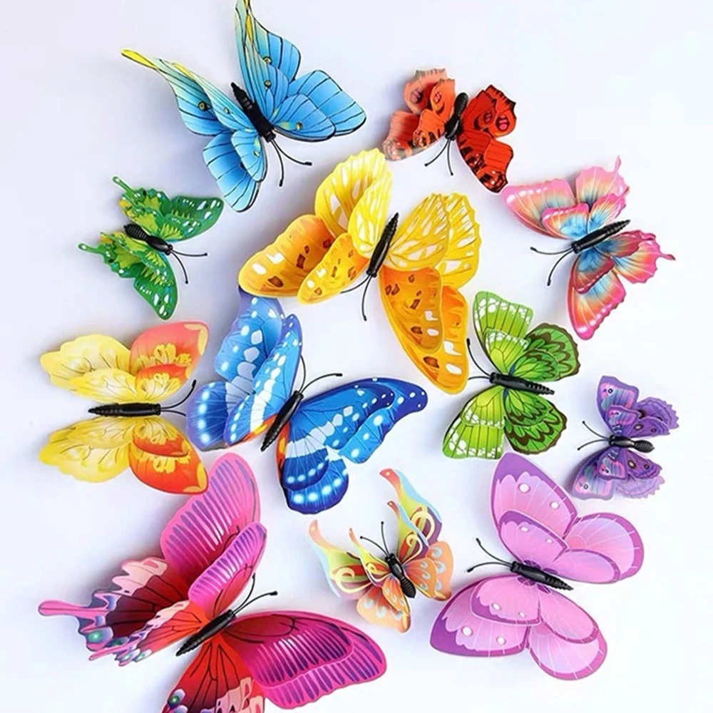 3D Butterfly Wall Stickers Decor Butterflies for Wedding Decoration Magnet Fridge Decals Decoration Sticker Pvc Color Sticker