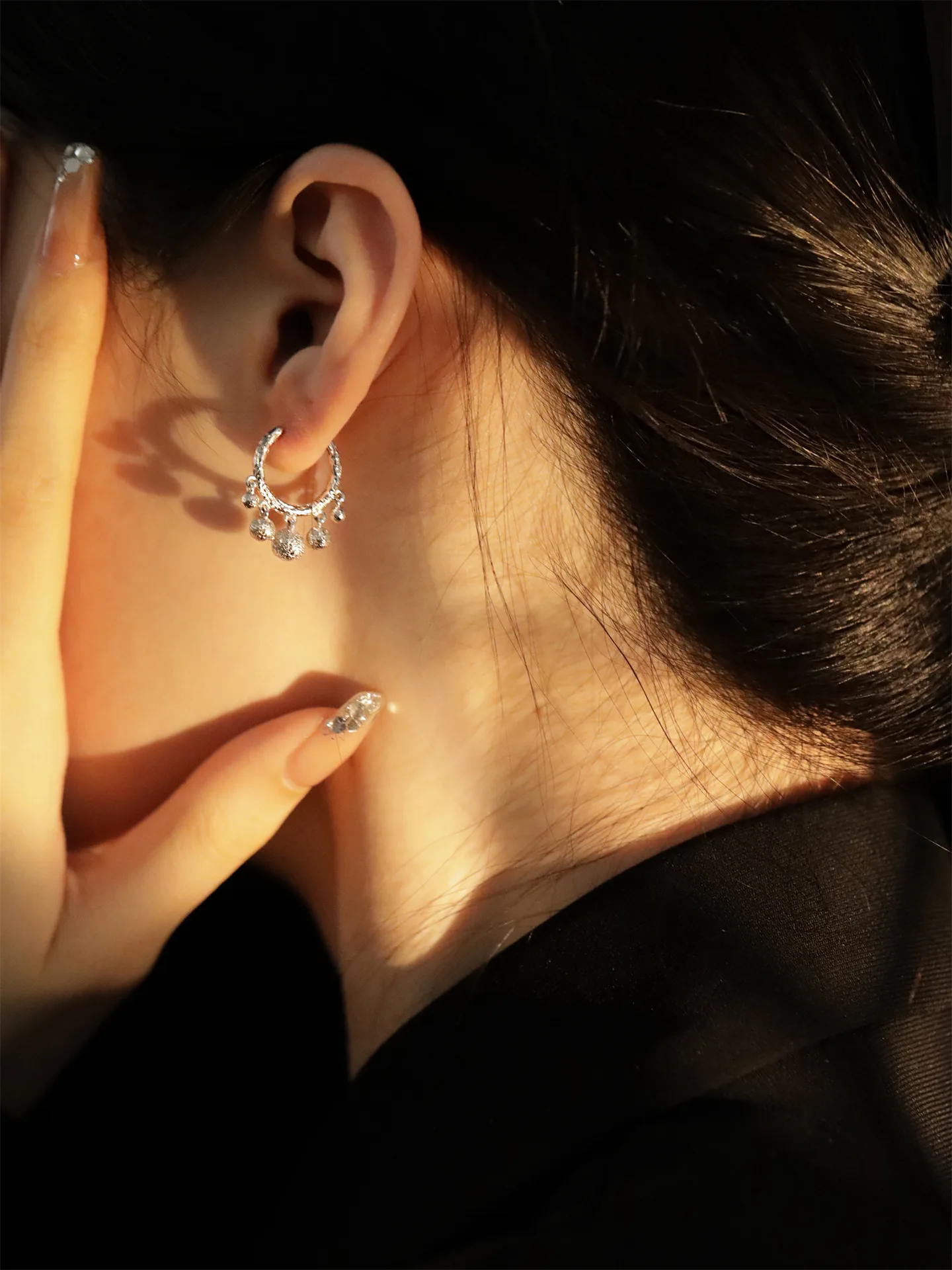 S925 Sterling Silver Stud Earrings Retro Meteorite Fringed Design Femininity Niche Style Delicate Ear Jewelry For Trendy Women