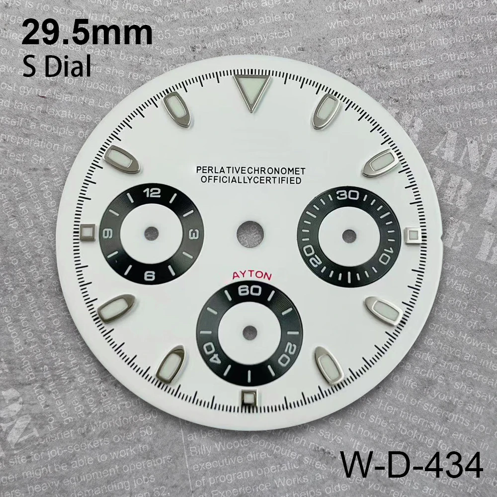 29.5 mm DTN Panda S Logo Dial Suitable For VK63 Movement Green Luminous Matte/Sunburst Quality Watch Modification Accessories