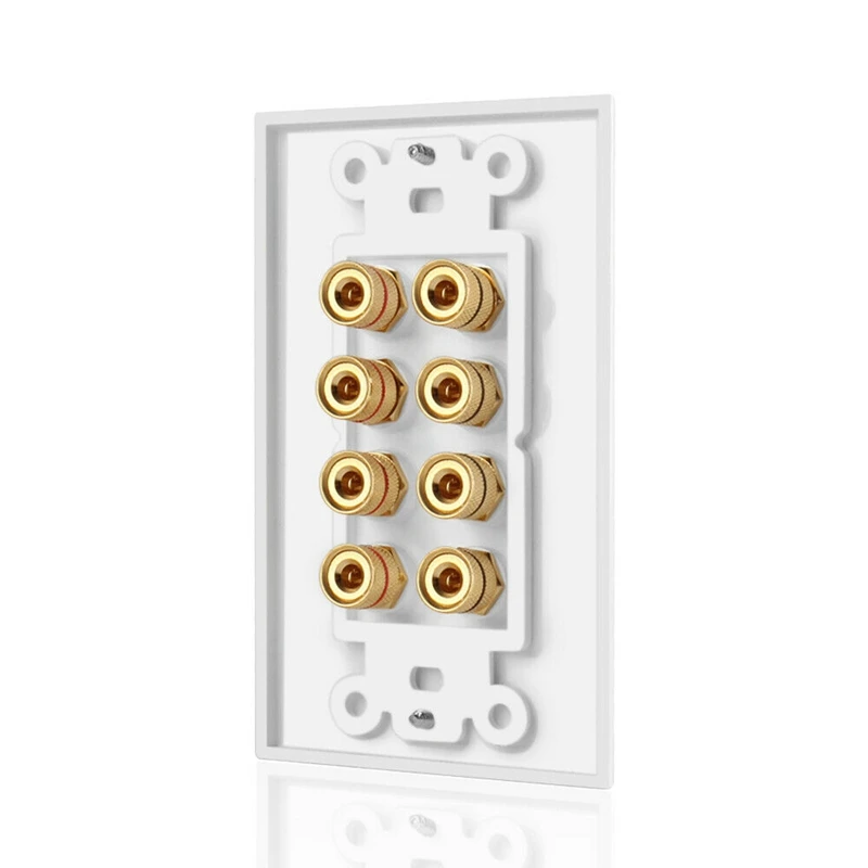 HOT-8 Posts Speaker Wall Plate Home Theater Wall Plate Audio Panel For 4 Speakers