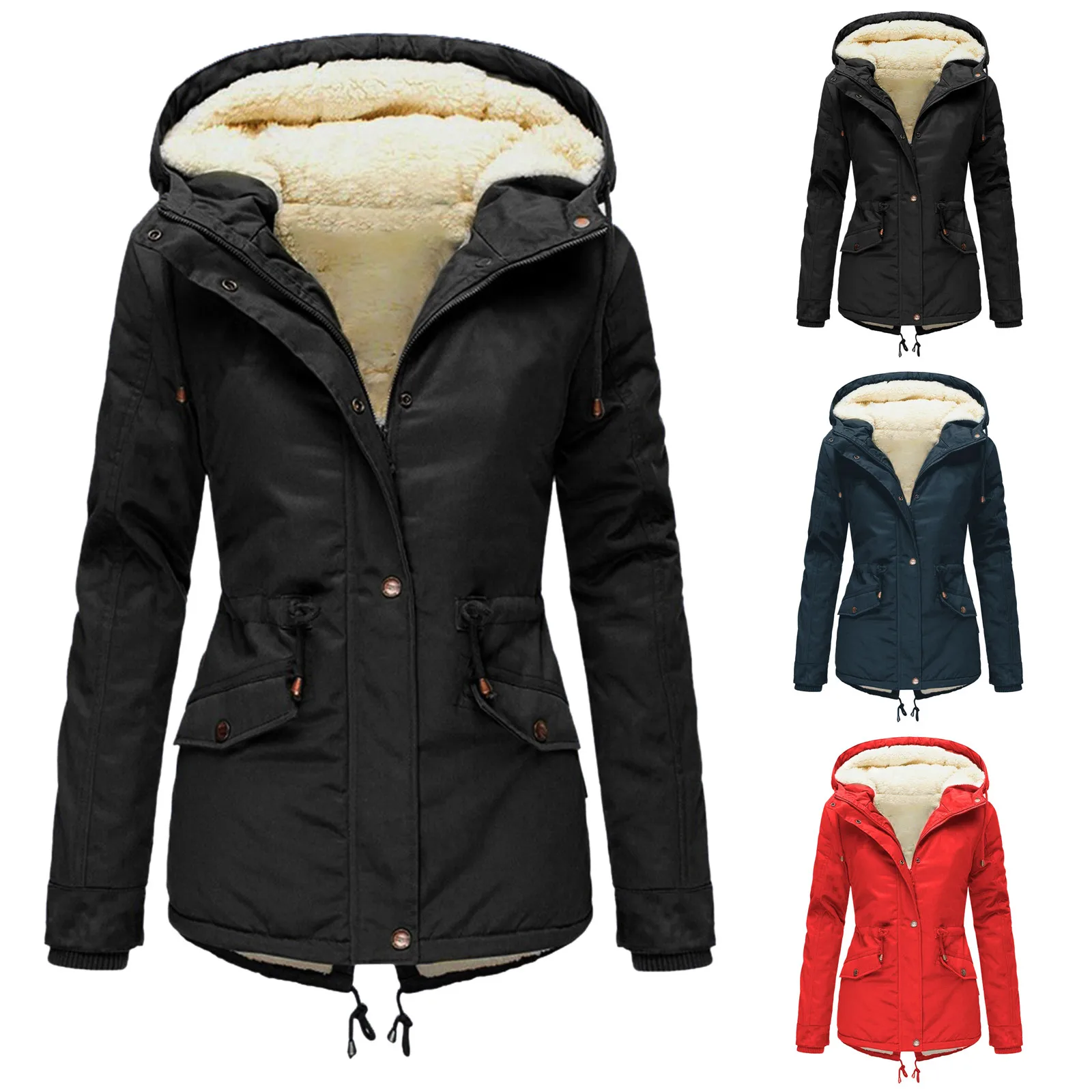 

2023 Winter Elegant Fashion Women Waterproof Jackets Thickend Harajuku Hoodies Long Sleeve Cotton Coat Femmle (3 COLORS)