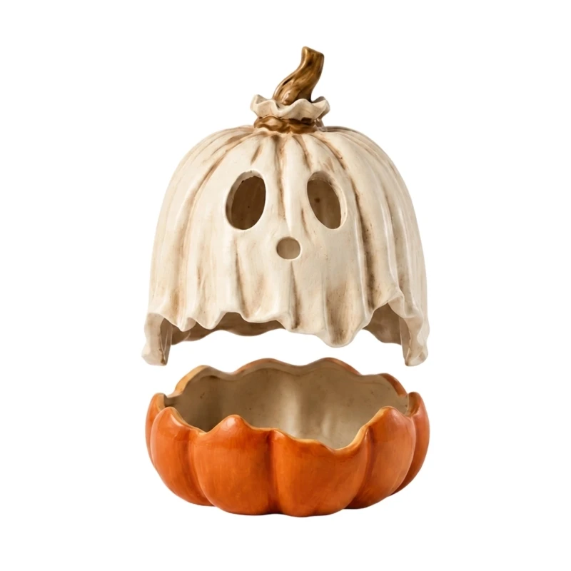  Halloween Resin Sweet Bowl Pumpkin Face Cutout for Shelf or Entry Styling