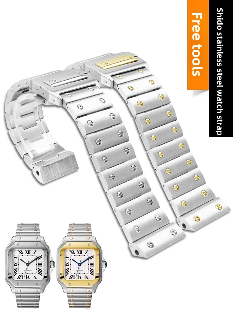 Stainless Steel Watch Strap Men's Suitable for Cartier Santos Series Santos Original Santos100 Bracelet 23mm