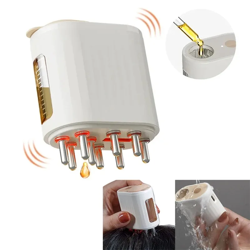 Waterproof Head Scratcher Electric Head Scalp Massager Hair Growth Oil Serum Comb Regrowth Hair Treatment With Red Light Therapy