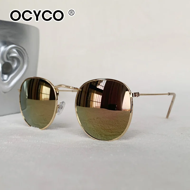 OCYCO Vintage Oval Classic OUTDOORSMAN Style Sunglasses Round Glass Lens Brand Design Sun Glasses Oculos image 4