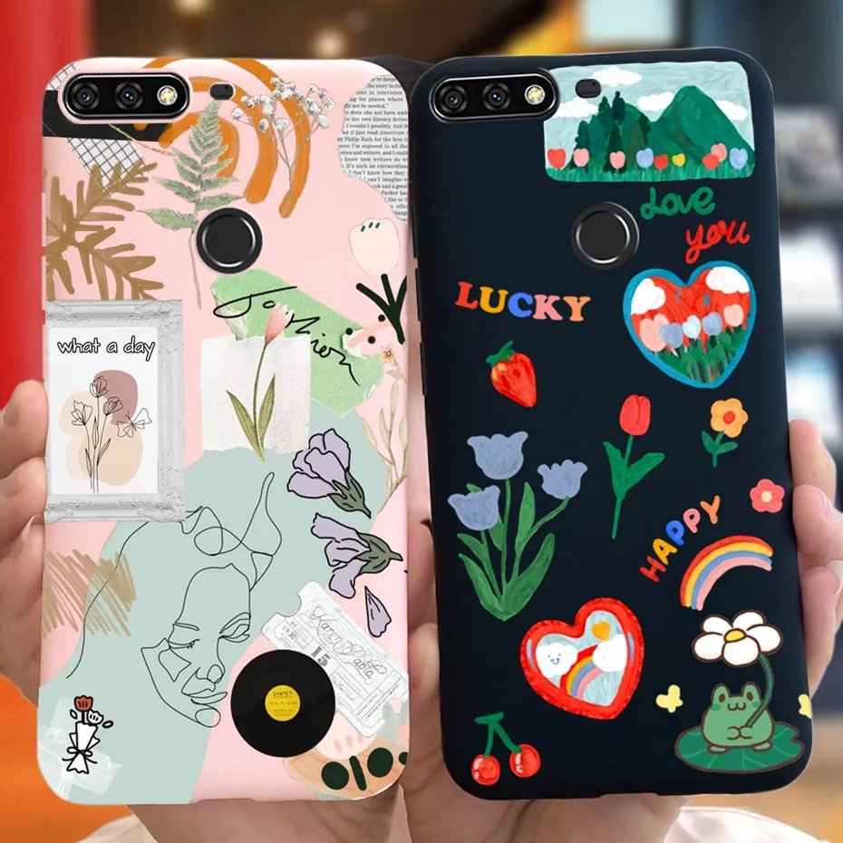 For Huawei Y7 Prime 2018 Lovely Printing Macaroon Silicone Soft Phone Case Back Cover For Huawei Y7 (2018) Y7Prime LDN-LX3 LX2