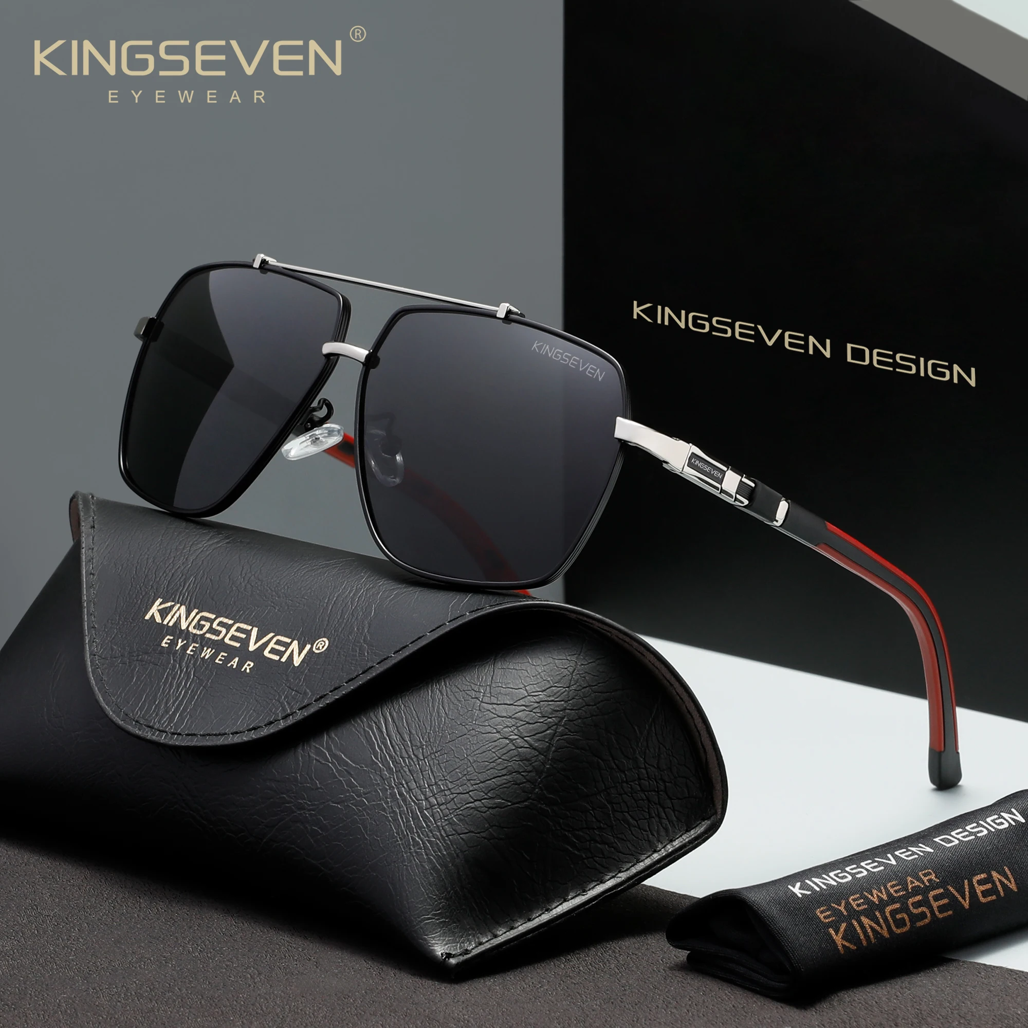 KINGSEVEN Men Sunglasses Polarized UV400 Lens Aluminum Frame Women Eyewear  Casual Fishing Driving Accessories
