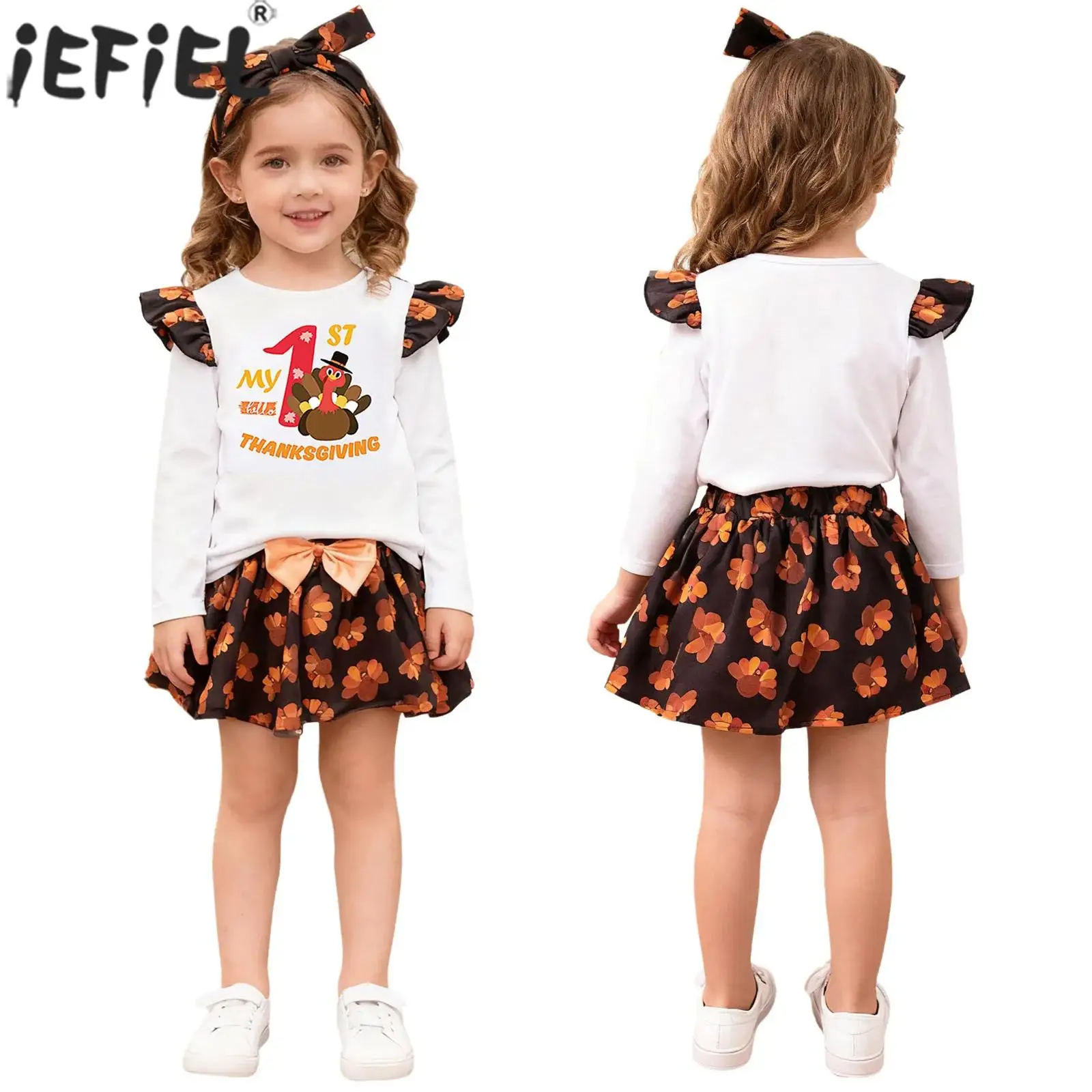 

Baby Girls 1st Thanksgiving Mardi Gras New Year Birthday Outfit Long Sleeve Romper with Tutu Skirt Headband Festival Costume