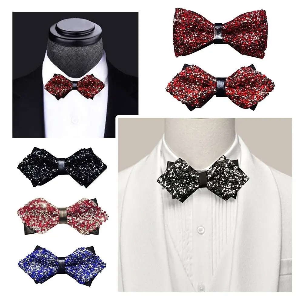 

Модные предварительно завязанные джентльменские галстуки, изысканные галстуки-бабочки со стразами, элегантные аксессуары для смокинга, галстуки-бабочки с блестками для мужчин