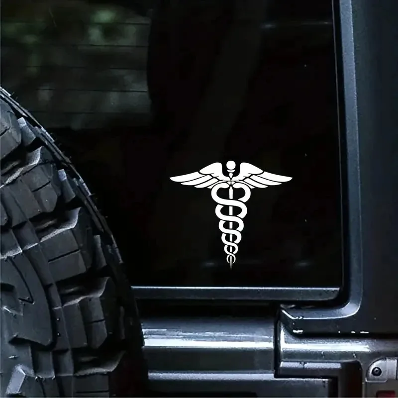 First Responder EMT Caduceus Nurse Firefighter Doctor Car Sticker, Vinyl Material, Waterproof & Sunproof, Suitable for Car Body