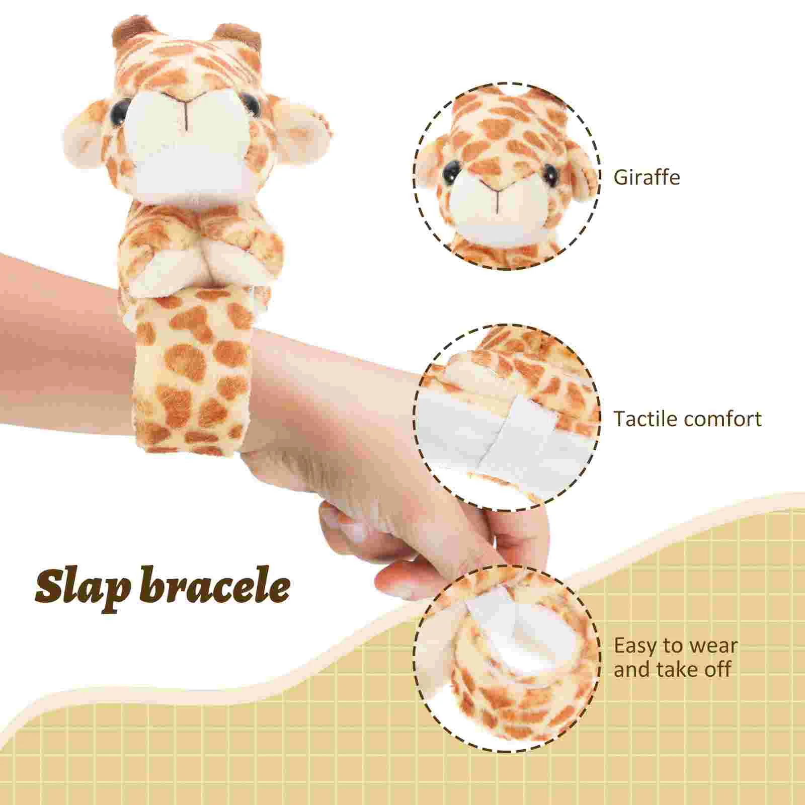 Slap Bracelet for Kids Jungle Party Favors Baby Toy Plush Bracelets Flannel Child Toys Girls