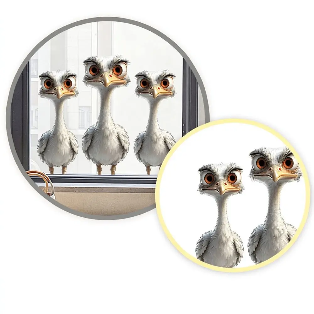 Creative Ostrich Static Cling Decal Cartoon Window Sticker For Bedroom Bathroom Glass Surface Home Ornament