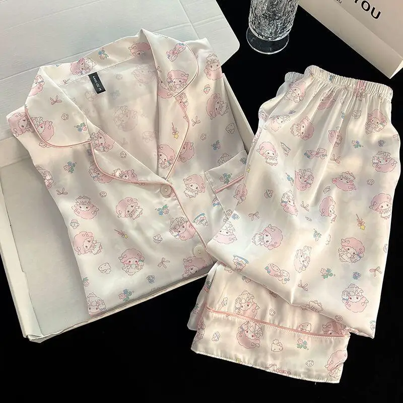 

Sanrio My Sweet Piano женский пижамный комплект Cuteore мультфильм весна осень пижамы брюки с длинными рукавами ночная рубашка домашняя одежда новинка